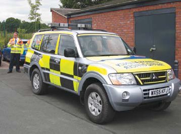 Photo of a traffic officer and vehicle in Birmingham, England.