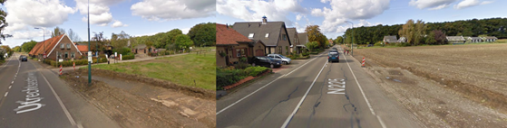 Figure 77 N225 in 2010 during the road works - Description: Strret view of a road covered in clay and dust 