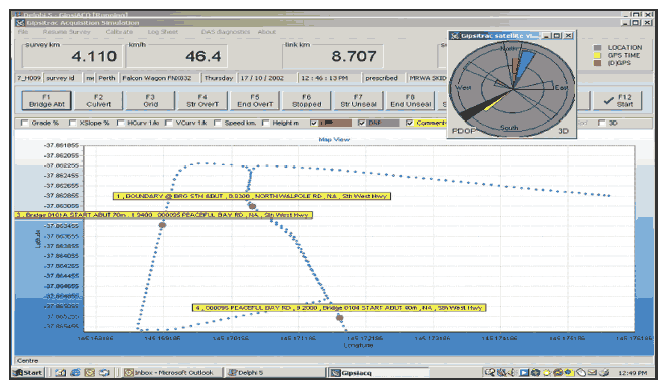 Gipsi-Trac data acquisition screen